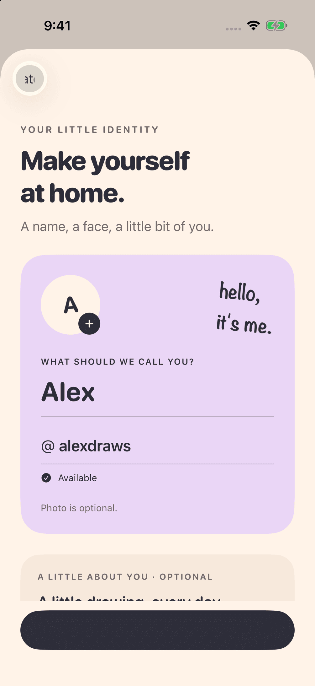 Profile screen with a photo, display name, accent colors, quiet hours, and Sign in with Apple.